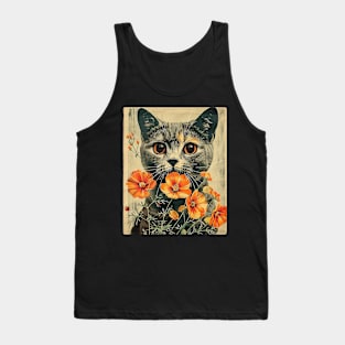 Scottish Fold Cat Flowers Photo Funny Cat Lover Gift Idea Tank Top